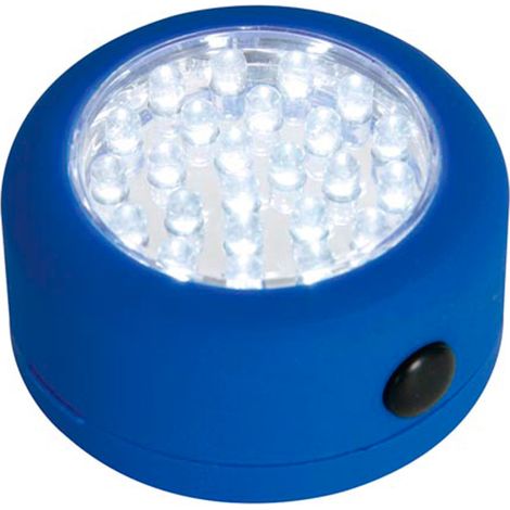 Linterna LED Redonda Magnética con Pulsador, Azul, 24 Leds,