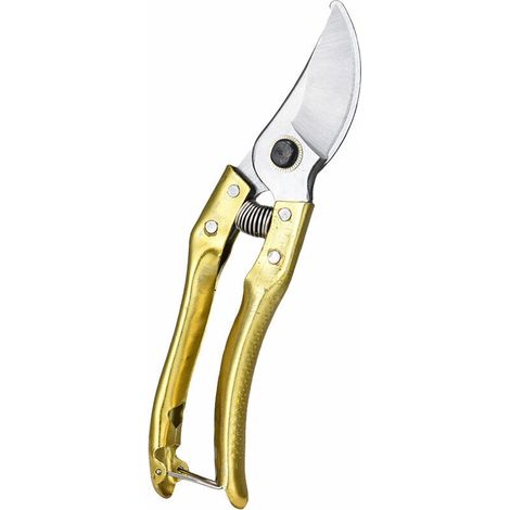 Sécateur haut de gamme de 20 cm avec poignée ergonomique, coupe-plantes manuel (doré) (1/5)