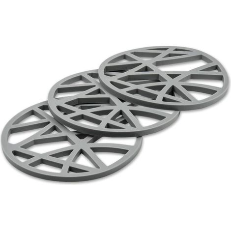 Set mit 3 runden Silikon-Untersetzern – flexibel und rutschfest – 15,8 x 15,8 x 0,7 cm – Grau