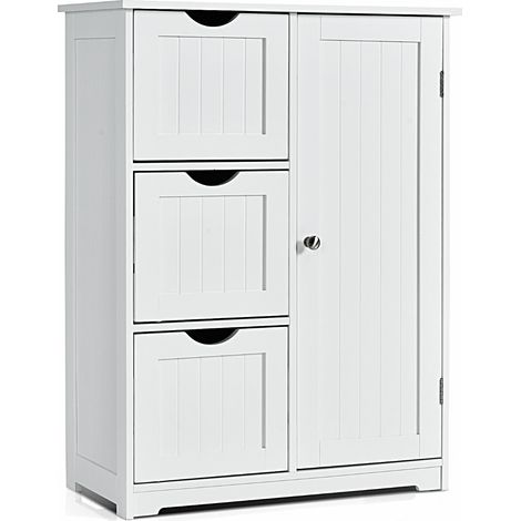 Mueble de almacenamiento conjunto de 1 unidad con 3 cajones y estante ajustable para salón dormitorio o baño 60 x 30 x 81 cm diseño contemporáneo en MDF blanco 200020537