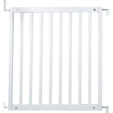 Barrière de Sécurité en Bois, Sécurité Optimale, Barrière d'Escalier à Fixation par Vis pour Bébé, Élégante et Pratique, 72cm - 79cm, Couleur Blanc (1/5)