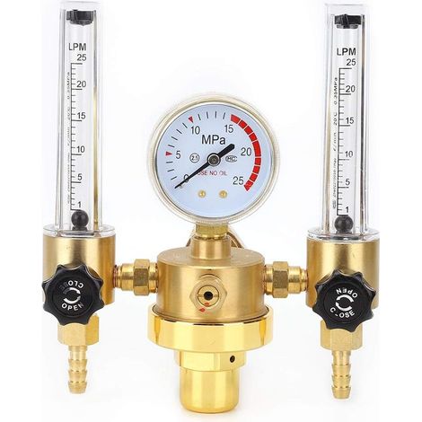 Régulateur de Gaz, Régulateur de Pression d'argon à Double Sortie, G5/8 Débitmètre d'argon Réducteur de Pression de Gaz(5/8 Female Thread) (1/5)