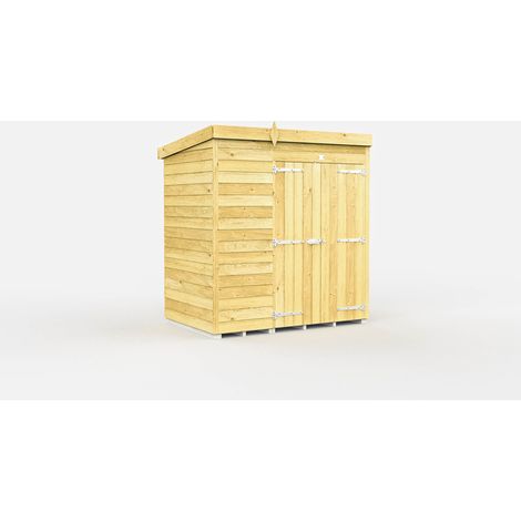 7 x 4 Feet Pent Shed - Double Door Without Windows - Wood - L118 x W214 x H201 cm