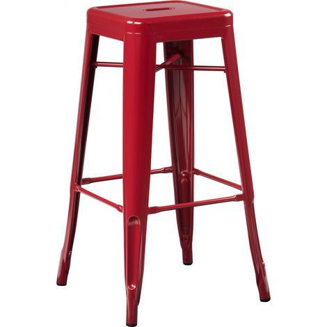 Tabouret haut empilable en acier Lix SKLUM Rouge Bordeaux ↑75 cm (1/5)