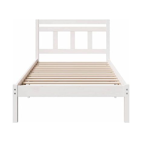 Cadre de lit blanc 80 × 200 cm en pin massif, pin massif durable, pour chambre, confort quotidien, assemblage rapide (1/5)