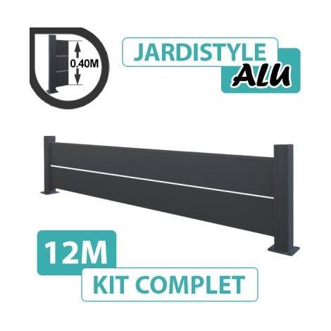 Cloture & Jardin – Clôture aluminium pleine gris anthracite 12m – Hauteur 40cm – Installation sur platines – Aluminium renforcé sans entretien (1/4)