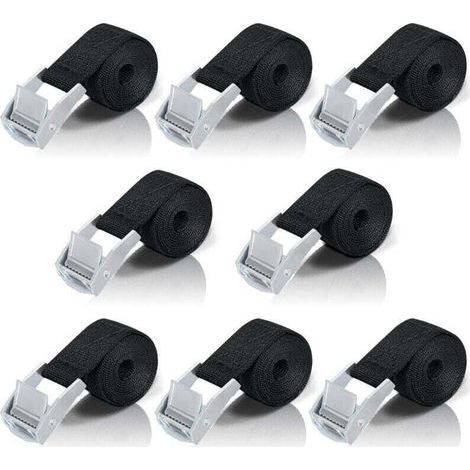 FENOPLASTICA1M Sangle d'Arrimage, XU, 8 Pièces Sangle à Cliquet avec Boucle de Serrage en Alliage de Zinc pour Fixation Moto/Voiture/Porte Vélo/Bagage/Déménagement Puissance de Traction - KZQ
