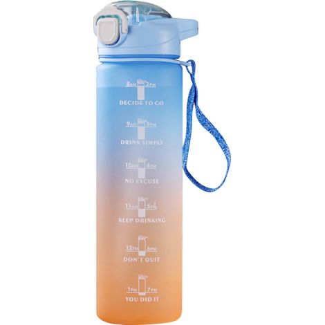 Gourde - 750 ml - Repères Horaires Imprimés - Filtre Amovible - Sans BPA - Bandoulière Incluse - Transparente (1/5)