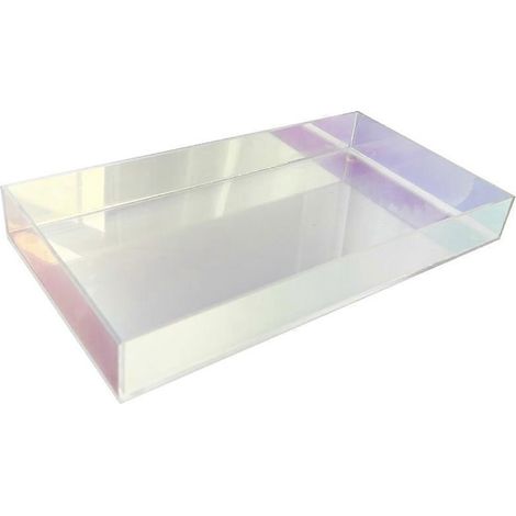 Plateau transparent en acrylique pour tasses à eau, plateau de rangement pour tasses à thé et bijoux, plateau décoratif pour desserts aux couleurs simples et créatives (1/5)