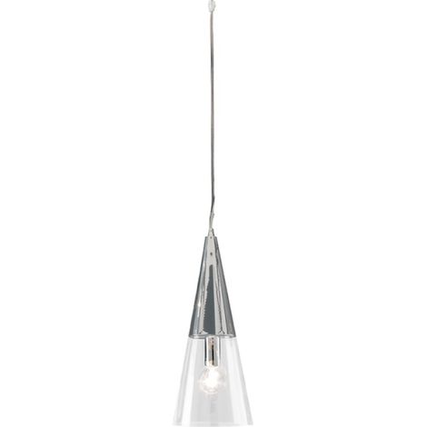 Lampada a sospensione TRENTO 15 cm con diffusore in vetro soffiato Cromo (1/3)