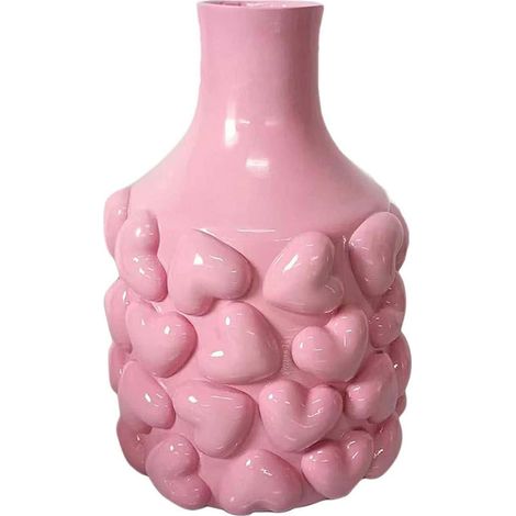 Vase Alexia en polyrésine rose élégant - Rose bonbon