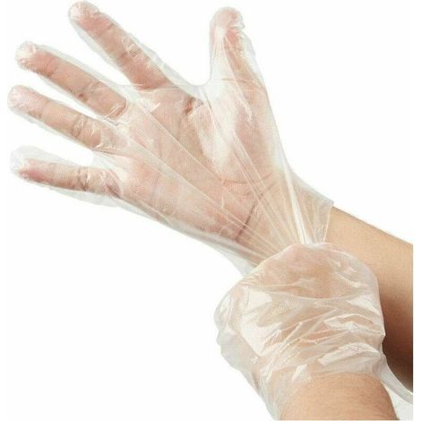 Pack of 500 transparent disposable gloves made of PE plastic, protective gloves for diesel tanks made of transparent polyethylene, one size fits all (1/4)