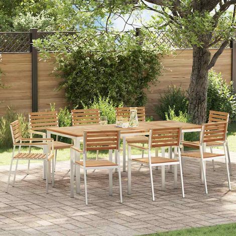 ConjuntodeComedordeJardín 9 pcs Marrón Madera de teca maciza