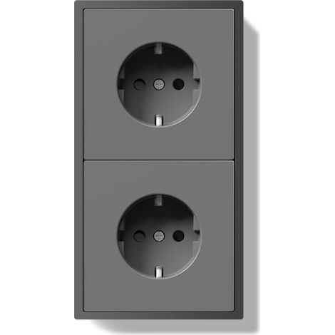 Prise Schuko encastrée standard UE - Double prise murale avec cadre en polycarbonate - 80 x 150 mm - Prise avec griffes - Prise avec pince à ressort - Installation facile - 2 compartiments (1/5)