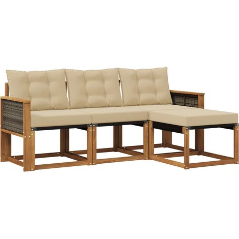 Outdoor Sofa Set 4 pcs Natural and Beige vidaXL