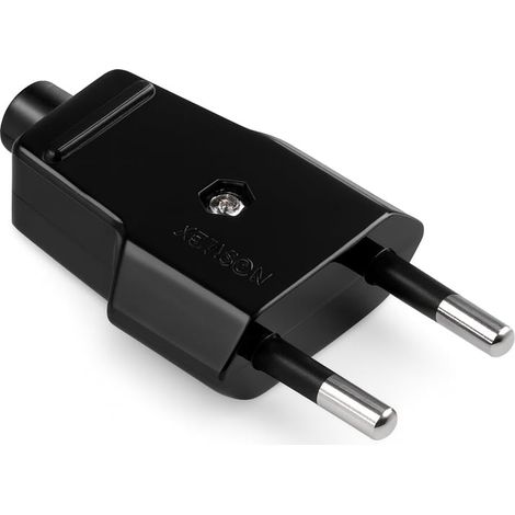 WEBMATEL Clavija Bipolar Macho 10A 250V IP20 Sin TT Latón Niquelado Negro (1/3)