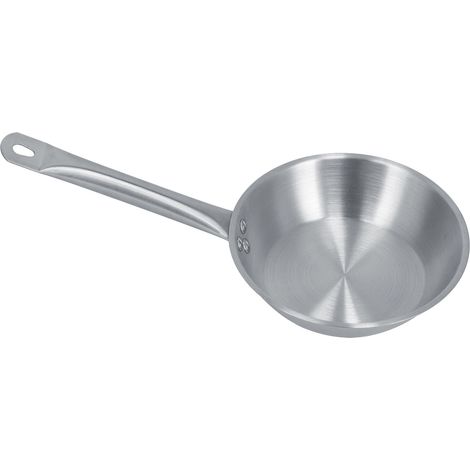 Poêle à frire 304 inox, fond plaqué acier inoxydable, manche unique, poli sablé, 200x50mm (1/5)