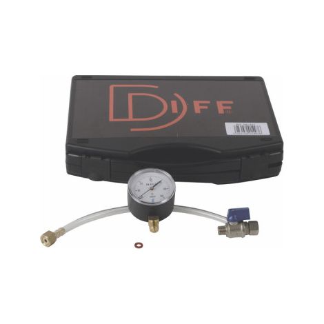 Mallette de pression gaz 60mb – Manomètre 0 à 60 mb – Filetage M1/4' – Raccord à tétine F1/4' – Tube cristal 8x11x300mm