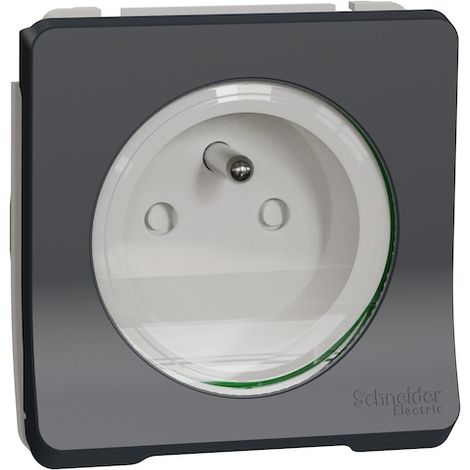 Schneider Electric – Prise étanche composable 2P+T IP55 – Résistante à l'eau et aux chocs IK08 – Pour montage en saillie ou encastré – MUR36133