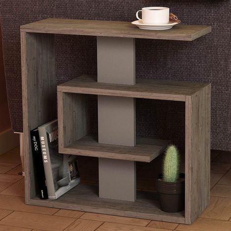 Table d'appoint moderne Meubles géométriques Design d'intérieur Marron foncé et Gris colombe (1/5)