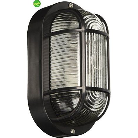 Applique - plafoniera da esterno ovale con grigilia Green Light efesto ip44 e27 nera
