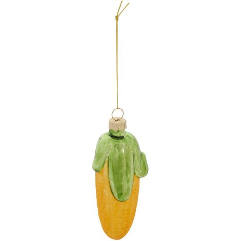 Tannenbaum-Anhänger in Form eines Maiskolbens aus goldgelbem Glas, 10 cm - Feeric lights & christmas (1/2)