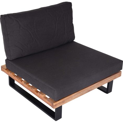 Poltroncina da giardino in legno di acacia marrone e alluminio con cuscino grigio scuro 040006845