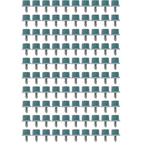 Paquete de 100 aspersores de riego ajustables de 360°, goteros de 6,35 mm (1/4 pulg.) para sistema de riego, color verde. (1/5)
