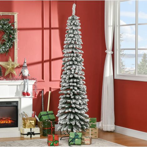 Albero di Natale artificiale 210 cm verde con effetto neve, 490 rami e base in metallo (1/5)