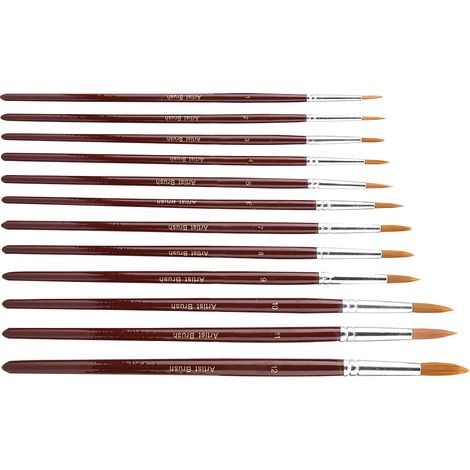 Lot de 12 pinceaux aquarelle en nylon (pointe ronde) (1/5)