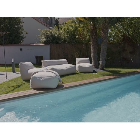 Bobochic – Pouf de jardin modulable RIVIERA – Tissu déperlant et antibactérien – Confort moelleux avec granulés de polystyrène – 80x80x42cm