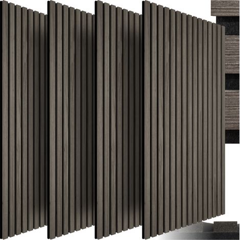 Lot de 4 panneaux acoustiques aspect bois 60 x 120 2,1 cm chêne gris