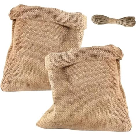 2 grands sacs en jute, résistants jusqu'à 30 kg, avec cordon de serrage, protection hivernale pour plantes (1/5)