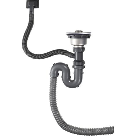 Kit de vidange extensible étanche et flexible sous évier, gain de place, gris (1/5)