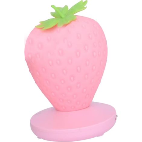 Veilleuse Veilleuse pour enfant en forme de fraise en silicone avec changement de couleur - Rechargeable par USB - 3 modes - Interrupteur tactile - Cadeau pour anniversaire, Noël - Rose (1/5)