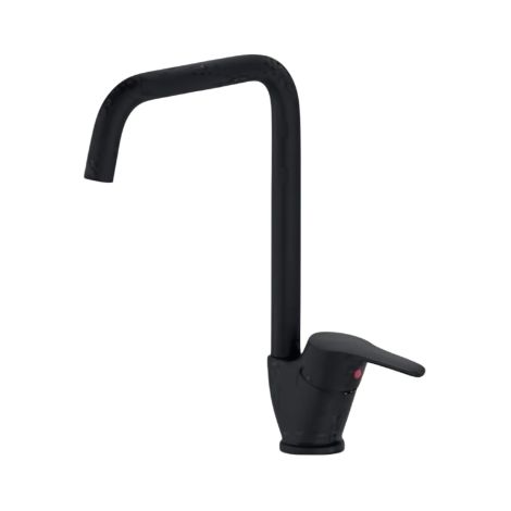 Miscelatore Lavello Cucina Canna Squadrata – Cartuccia Ø40 – Finitura Nera Opaca (1/3)