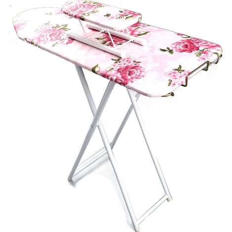 Planche à repasser de table pliable et extensible jusqu'à 91 cm (36 pouces), stable, à motif floral, avec housse de repassage, idéale pour la couture, les loisirs créatifs et la maison. (1/5)