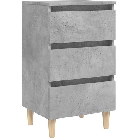 Maison Exclusive - Comodino con Gambe in Legno Massello Grigio Cemento 40x35x69 cm (1/5)
