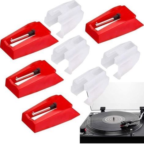 (Rot) 4er-Pack Ersatz-Diamantnadeln für PM-Plattenspieler, LP-Schallplatten, Audio-Plattenspieler und Vinyl-Player – Ersatzteil (1/4)