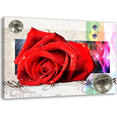 Tableau sur toile Rose rouge Fleurs abstraites 60x40 (1/5)