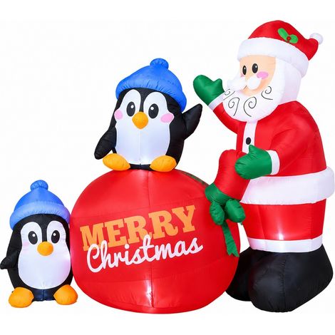 Sac cadeau gonflable Père Noël Pingouin de 1,8 m, décoration de jardin extérieure conforme aux normes européennes (1/2)