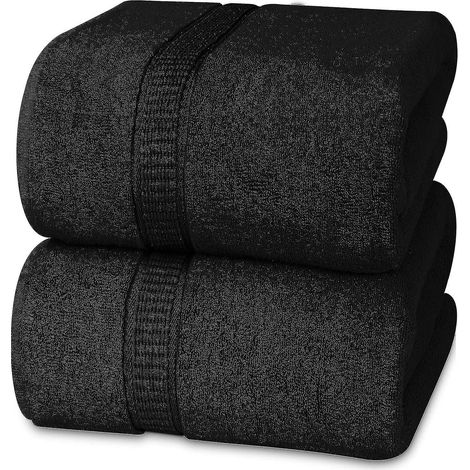 Serviette de bain jumbo premium 90 x 180 cm, lot de 2, 100 % coton peigné, ultra-absorbante et à séchage rapide (1/5)