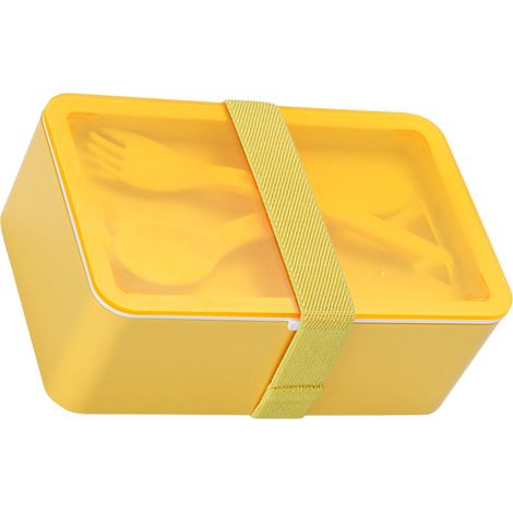 Tragbare japanische Lunchbox 1100 ml, leuchtend gelb, INS-Stil, rechteckig, für Schüler, Erwachsene und Büroangestellte. (1/3)