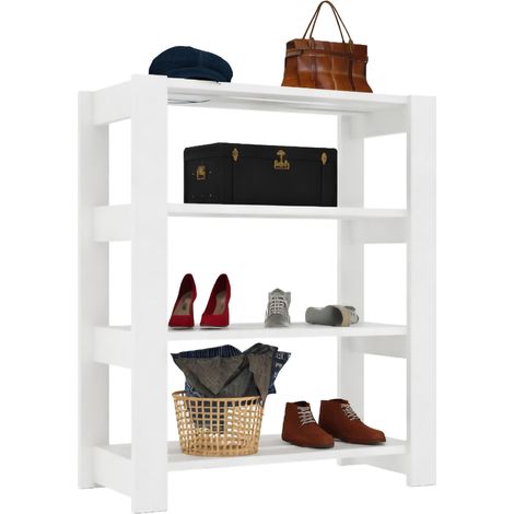 Zapatero Brembilla, Mueble Guarda Zapatos 4 Estantes, 3 Compartimentos, Instalación de Pie, 70x34x90h cm Blanco