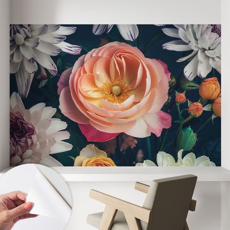 Fototapete Selbstklebend - Wandtattoo - leicht anzubringen - Wandverkleidung Blumenharmonie 104x70 cm (1/5)