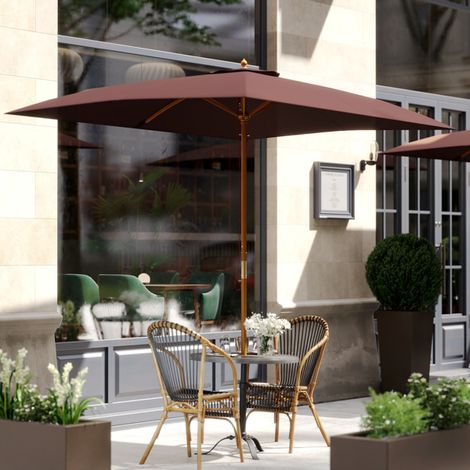 7' x 10' Outdoor Patio Umbrella with Bamboo Ribs for Sun and Rain Protection,Lightweight and Portable Garden Shade Solution