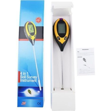 NALOOKAMIC 4 en 1 Digital Intérieur Extérieur du sol Instrument d'Enquête Mesure testeur de pH acidité Sunlight l'humidité Température pour jardin Ferme pelouse Fleur Plante (1/4)