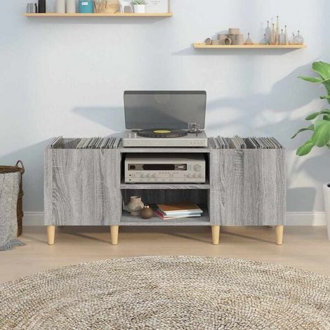 Meuble de Rangement en Bois d'Ingénierie Effet Chêne Sonoma Gris, 121 x 38 x 48 cm (1/5)