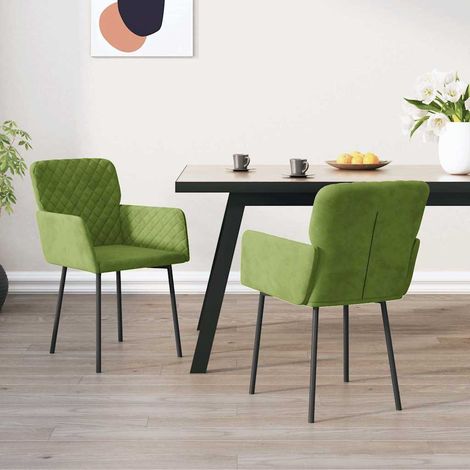 vidaXL Sillas de comedor 2 unidades terciopelo verde claro (1/5)