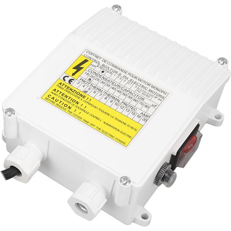 Boîtier de commande pour pompe de puits 370 W, contrôleur externe avec interrupteur et protection thermique, pour usage domestique et industriel, prise UE 220 V (1/5)
